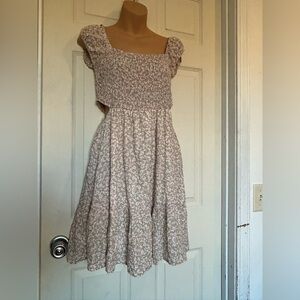 Peach Love California Floral Dress - Pink and White